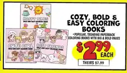 Ollie's COZY, BOLD & EASY COLORING BOOKS offer