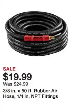 Harbor Freight Tools 3/8 in. x 50 ft. Rubber Air Hose, 1/4 in. NPT Fittings offer