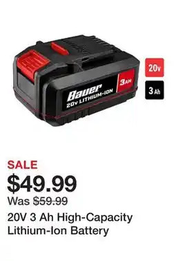 Harbor Freight Tools 20V 3 Ah High-Capacity Lithium-Ion Battery offer
