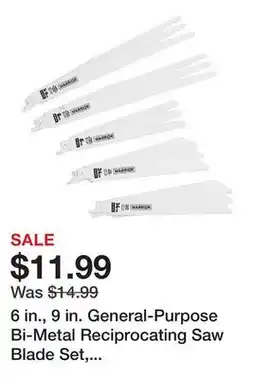Harbor Freight Tools 6 in., 9 in. General-Purpose Bi-Metal Reciprocating Saw Blade Set, 15-Piece offer