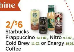 Heinen's Starbucks Frappuccino 13.7 OZ., Nitro 9.6 OZ., Cold Brew 11 OZ. or Energy 15 OZ. Coffee offer