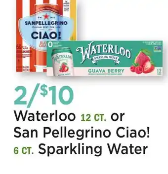 Heinen's Waterloo 12 CT. or San Pellegrino Ciao! 6 CT. Sparkling Water offer