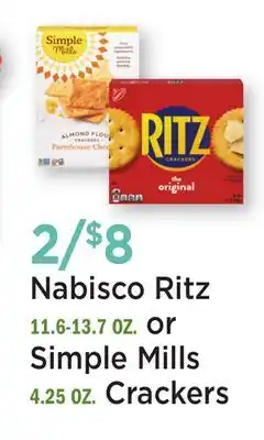 Heinen's Nabisco Ritz 11.6-13.7 OZ. or Simple Mills 4.25 OZ. Crackers offer