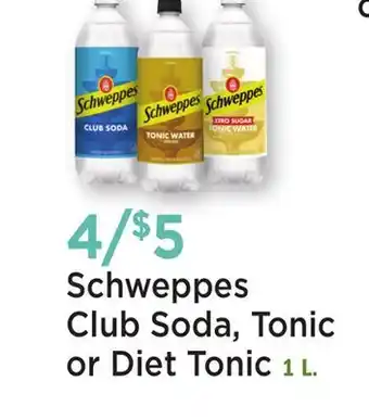 Heinen's Schweppes Club Soda, Tonic or Diet Tonic offer