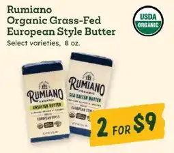 Sprouts Farmers Market Rumiano Organic Grass-Fed European Style Butter offer