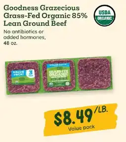 Sprouts Farmers Market Goodness Grazecious Grass-Fed Organic 85% Lean Ground Beef offer