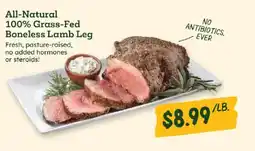 Sprouts Farmers Market All-Natural 100% Grass-Fed Boneless Lamb Leg offer