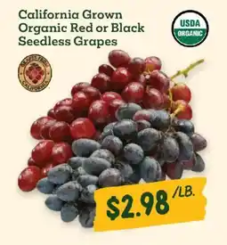 Sprouts Farmers Market California Grown Organic Red or Black Seedless Grapes offer