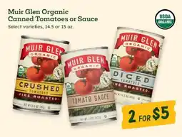 Sprouts Farmers Market Muir Glen Organic Canned Tomatoes or Sauce offer