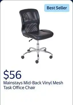 Walmart Mainstays Mid-Back, Vinyl Mesh Task Office Chair, Black offer