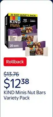 Walmart KIND Minis Salted Caramel Dark Chocolate Nut & Dark Chocolate Almond Coconut Bars, Variety Pack offer