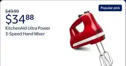 Walmart KitchenAid Ultra Power 3-Speed Hand Mixer, Empire Red, KHM312ER offer