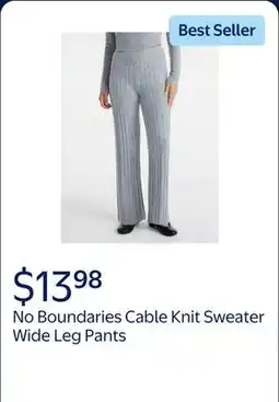 Walmart No Boundaries Cable Knit Sweater Wide Leg Pants, 30'' Inseam, Women's offer