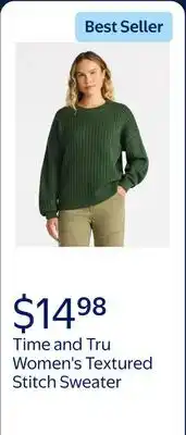 Walmart Time and Tru Women's and Women's Plus Textured Stitch Sweater, Midweight offer