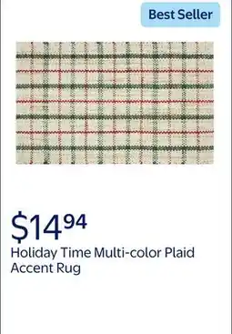 Walmart Holiday Time Multi-color Plaid 20 x 34 Accent Rug offer