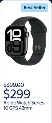 Walmart Apple Watch Series 10 GPS 42mm Jet Black Aluminum Case with Black Sport Band - S/M offer