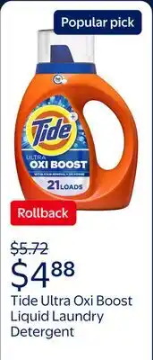 Walmart Tide Ultra Oxi Boost Liquid Laundry Detergent, Advanced Stain Remover offer
