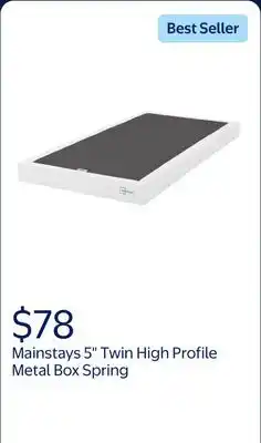 Walmart Mainstays 5 Twin High Profile Easy Assembly Smart Metal Box Spring offer