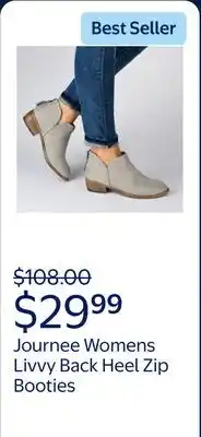 Walmart Journee Womens Livvy Back Heel Zip Stacked Heel Booties, Widths Available offer