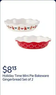 Walmart Holiday Time Mini Pie Bakeware Gingerbread Set of 2 offer