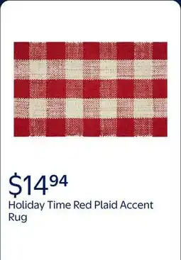 Walmart Holiday Time Red Plaid 20 x 34 Accent Rug offer