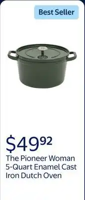 Walmart The Pioneer Woman 5-Quart Enamel Cast Iron Dutch Oven with Lid, Green offer