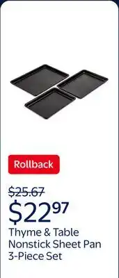 Walmart Thyme & Table Nonstick Sheet Pan 3-Piece Set - Black offer