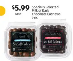 Aldi Specially Selected Milk or Dark Chocolate Cashews offer