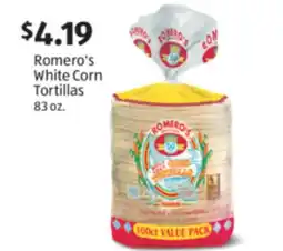 Aldi Romero's White Corn Tortillas offer