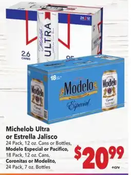 Vallarta Supermarkets Michelob Ultra or Estrella Jalisco offer