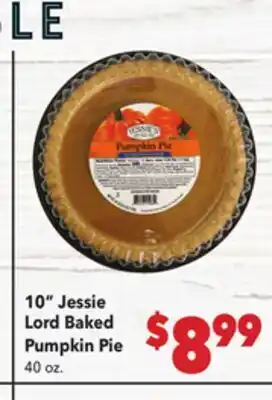Vallarta Supermarkets 10 Jessie Lord Baked Pumpkin Pie offer