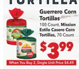 Vallarta Supermarkets Guerrero Corn Tortillas offer