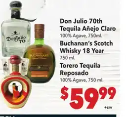 Vallarta Supermarkets Don Julio 70th Tequila Añejo Claro offer