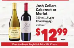 Vallarta Supermarkets Josh Cellars Cabernet or Merlot offer