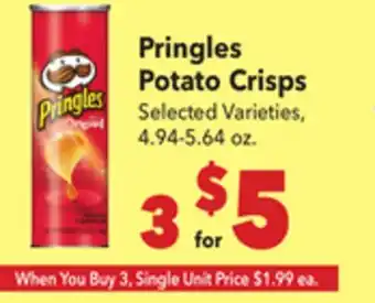 Vallarta Supermarkets Pringles Potato Crisps offer