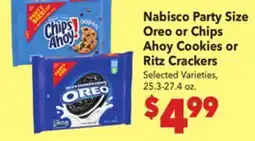 Vallarta Supermarkets Nabisco Party Size Oreo or Chips Ahoy Cookies or Ritz Crackers offer