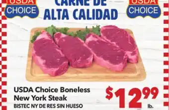 Vallarta Supermarkets USDA Choice Boneless New York Steak / BISTEC NY DE RES SIN HUESO offer