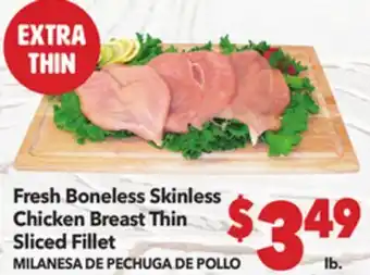 Vallarta Supermarkets Fresh Boneless Skinless Chicken Breast Thin Sliced Fillet/MILANESA DE PECHUGA DE POLLO EXTRA THIN offer
