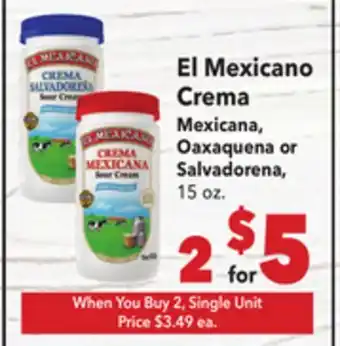 Vallarta Supermarkets El Mexicano Crema offer