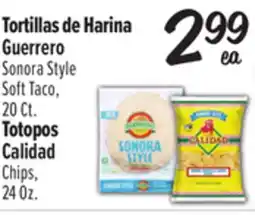 El Super Guerrero Sonora Style Soft Taco, 20 Ct. Calidad Chips, 24Oz offer