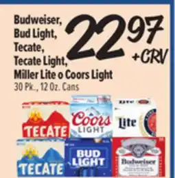 El Super Budweiser, Bud Light, Tecate, Tecate Light, Miller Lite o Coors Light offer