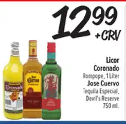 El Super Coronado Rompope, 1 Liter Jose Cuervo Tequila Especial, Devil's Reserve 750 ml offer