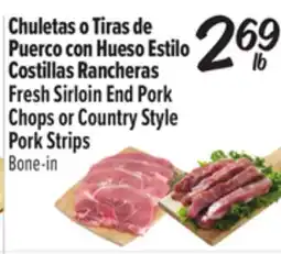 El Super Fresh Sirloin End Pork Chops or Country Style Pork Strips offer