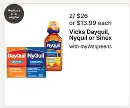 Walgreens Vicks Dayquil, Nyquil or Sinex offer