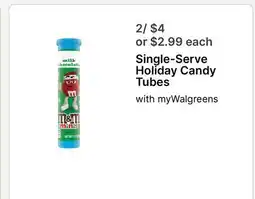 Walgreens Single-Serve Holiday Candy Tubes offer