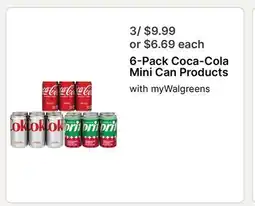 Walgreens 6-Pack Coca-Cola Mini Can Products offer