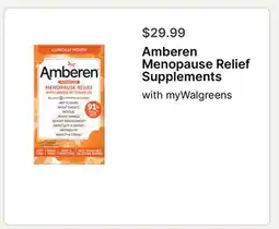 Walgreens Amberen Menopause Relief Supplements offer