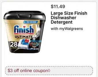 Walgreens Large Size Finish Dishwasher Detergent offer