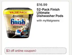 Walgreens 52-Pack Finish Finish Ultimate Dishwasher Pods offer