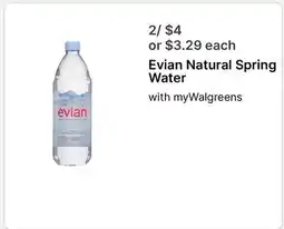 Walgreens Evian Natural Spring Water offer